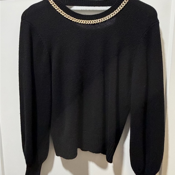 Generation Love Sweaters - Black Sweater with Gold Chain Trim